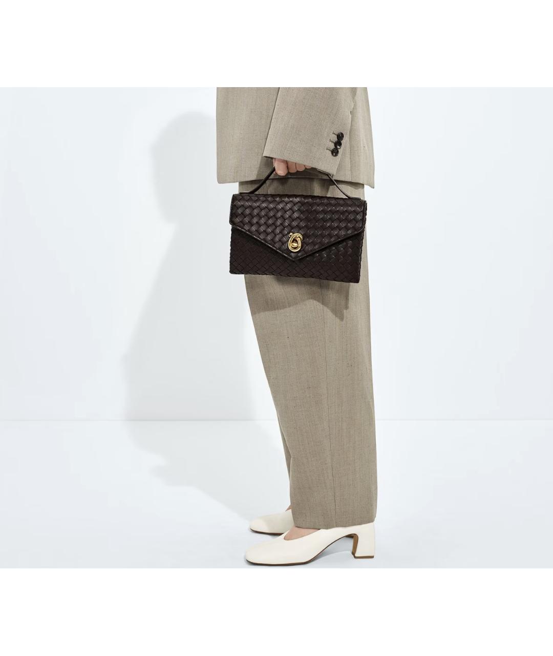 BOTTEGA VENETA Коричневая кожаная сумка через плечо, фото 2