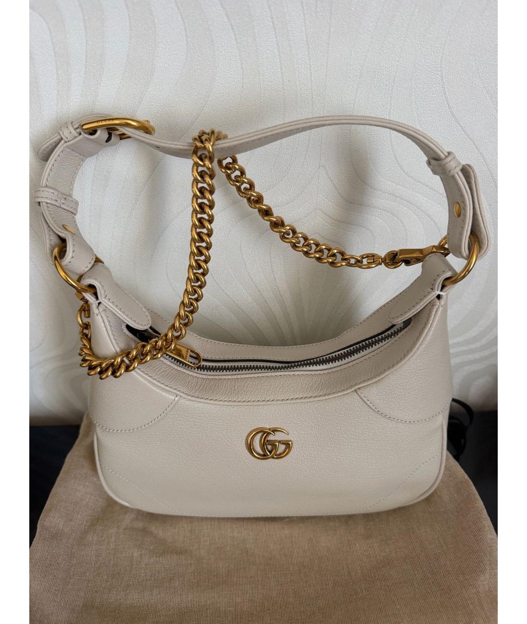 GUCCI Бежевая кожаная сумка через плечо, фото 3