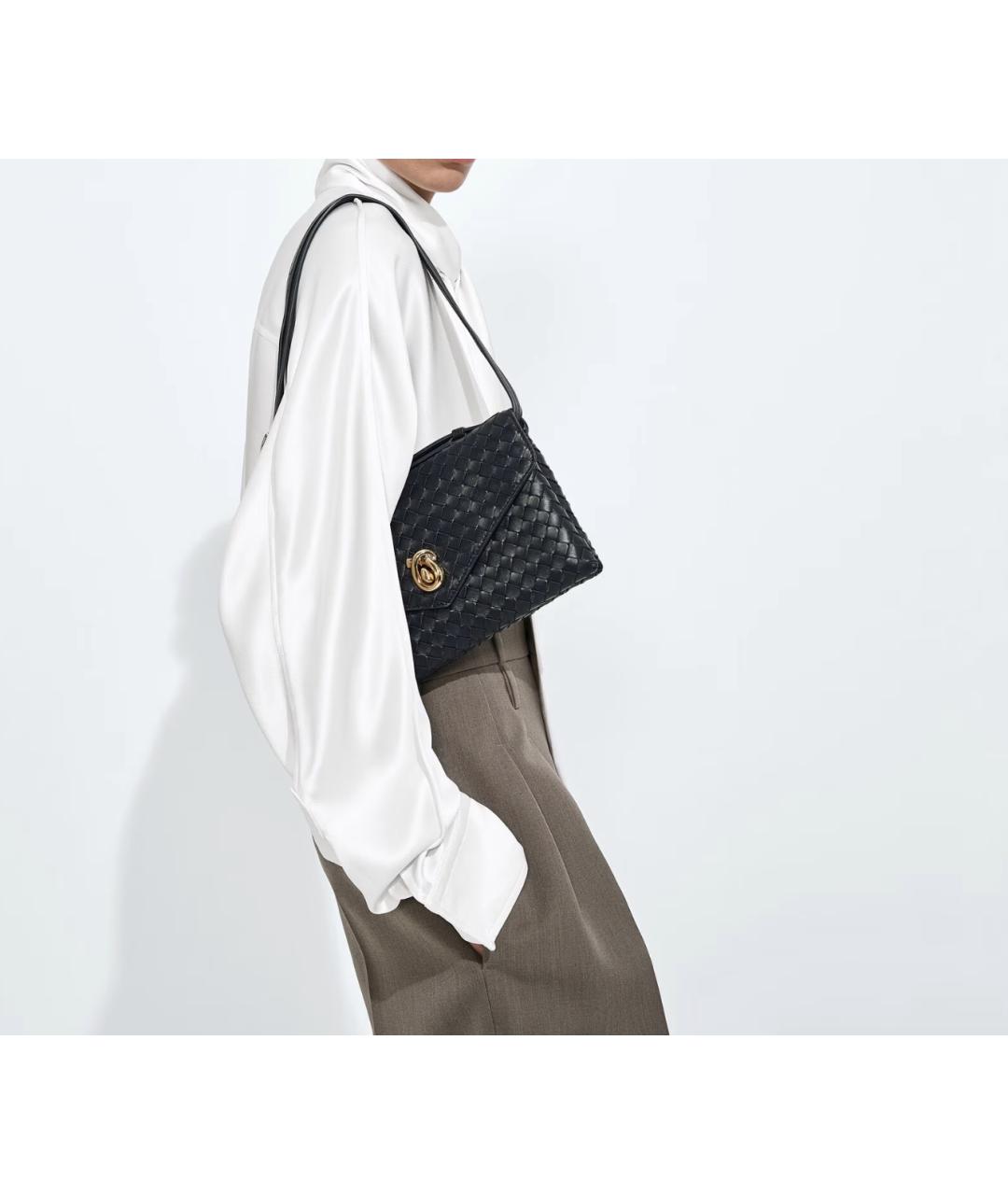 BOTTEGA VENETA Темно-синяя кожаная сумка через плечо, фото 2