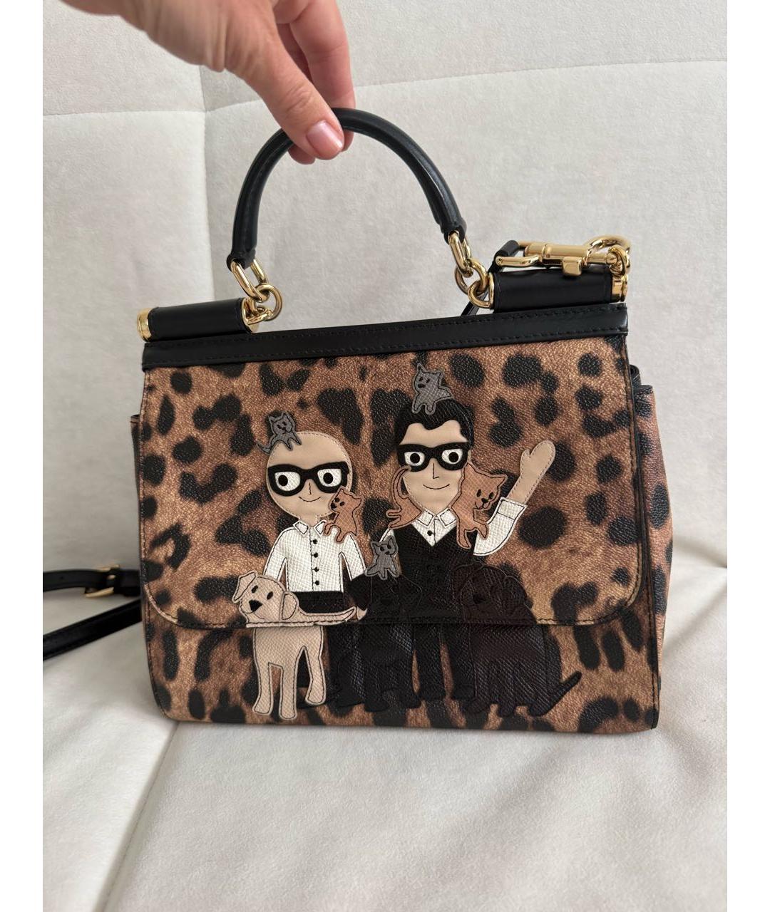 DOLCE&GABBANA Коричневая кожаная сумка с короткими ручками, фото 2