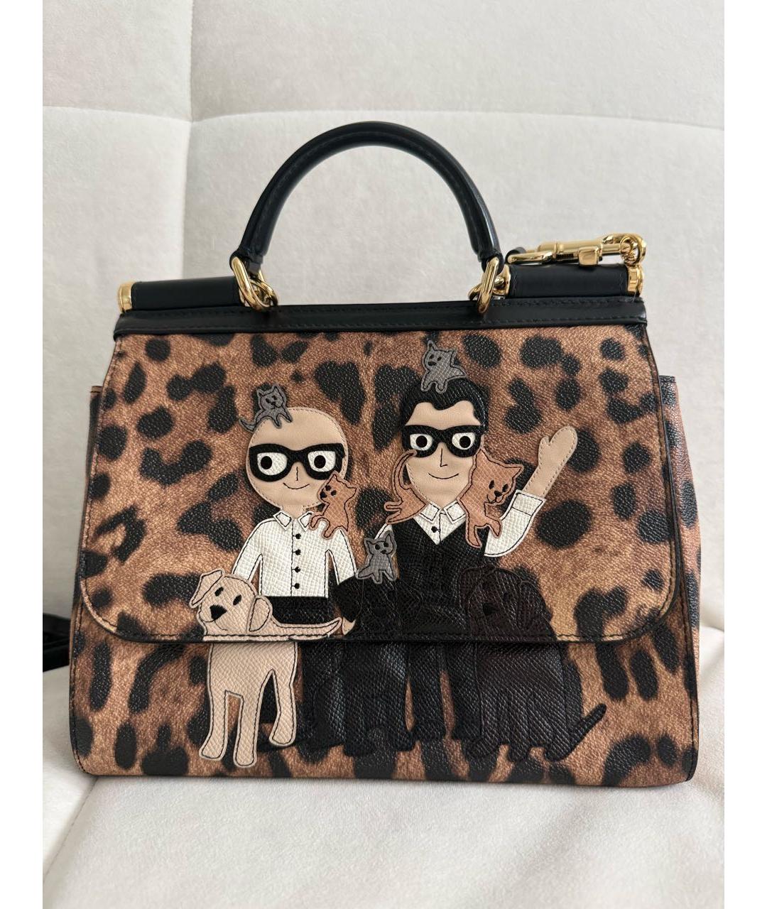 DOLCE&GABBANA Коричневая кожаная сумка с короткими ручками, фото 7