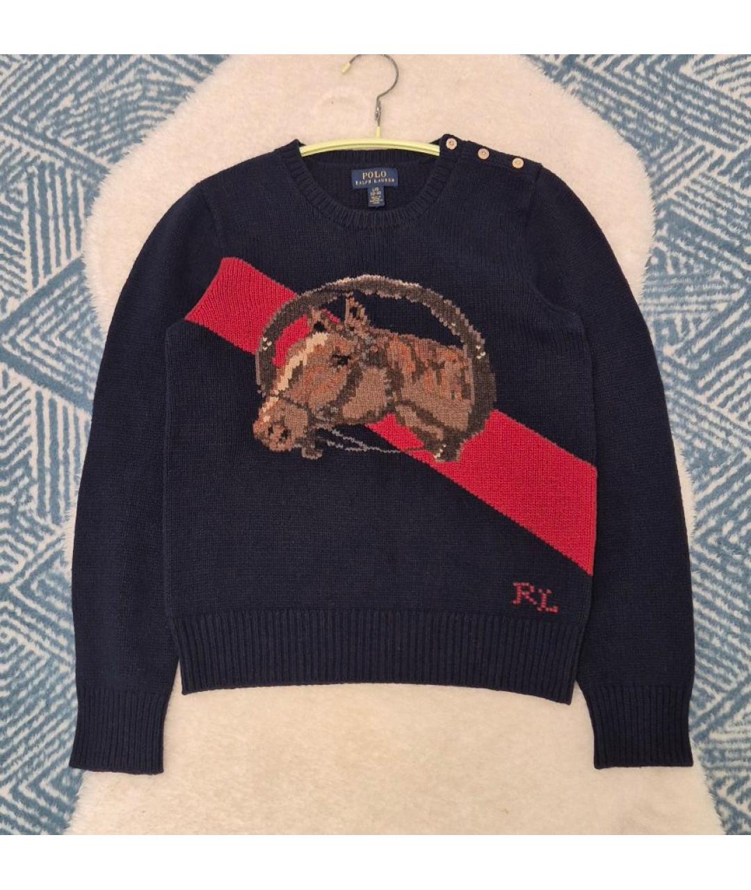 POLO RALPH LAUREN Темно-синий шерстяной джемпер / свитер, фото 5