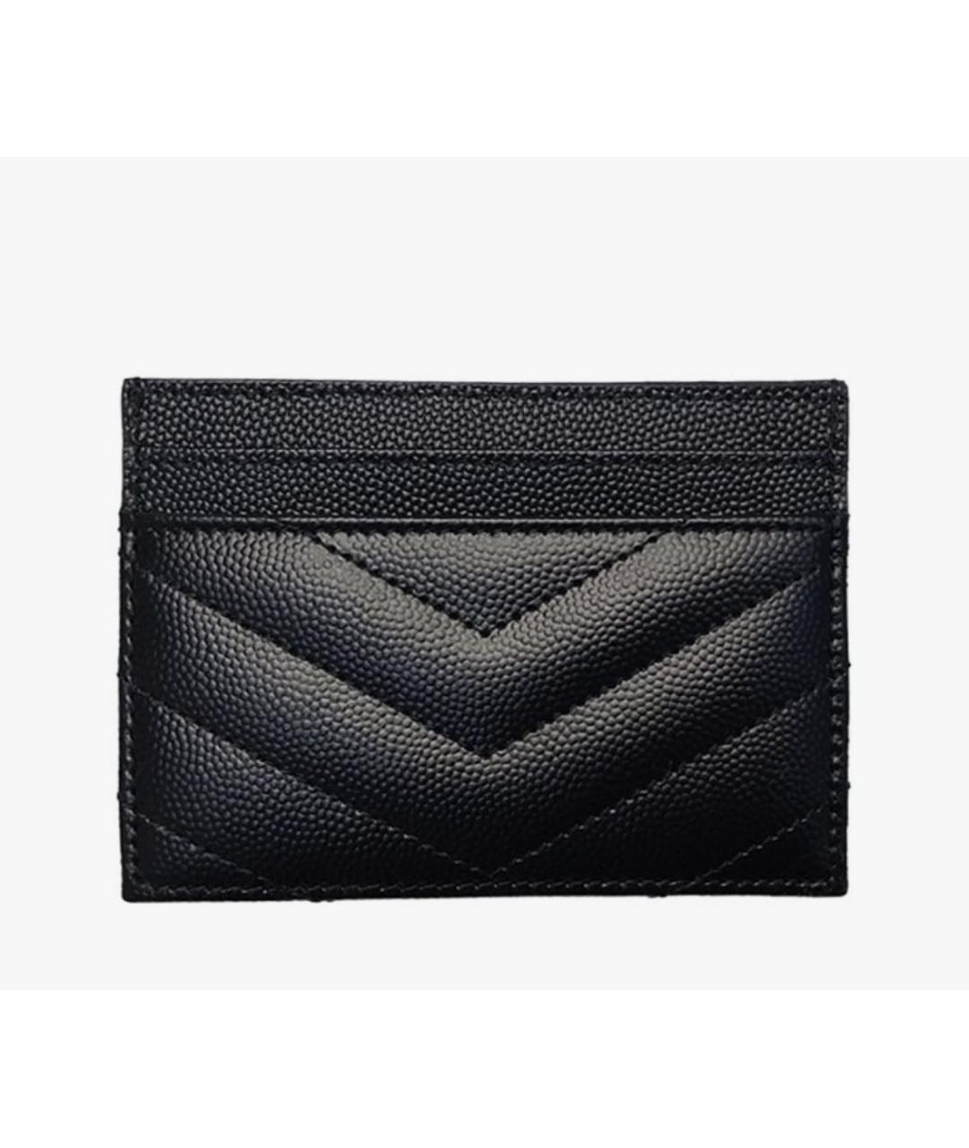 SAINT LAURENT Черный кожаный кардхолдер, фото 3