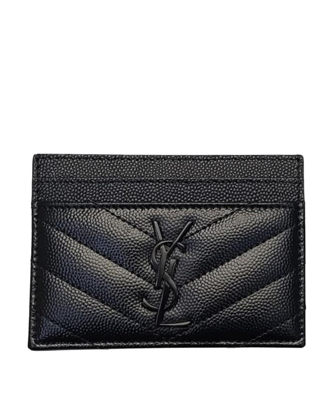 SAINT LAURENT Черный кожаный кардхолдер, фото 1
