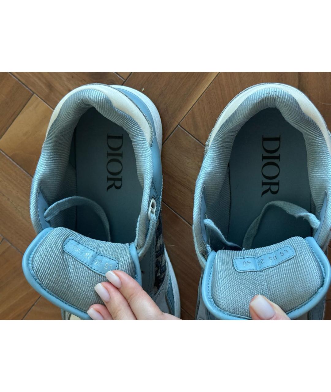 CHRISTIAN DIOR Голубые кожаные низкие кроссовки / кеды, фото 6