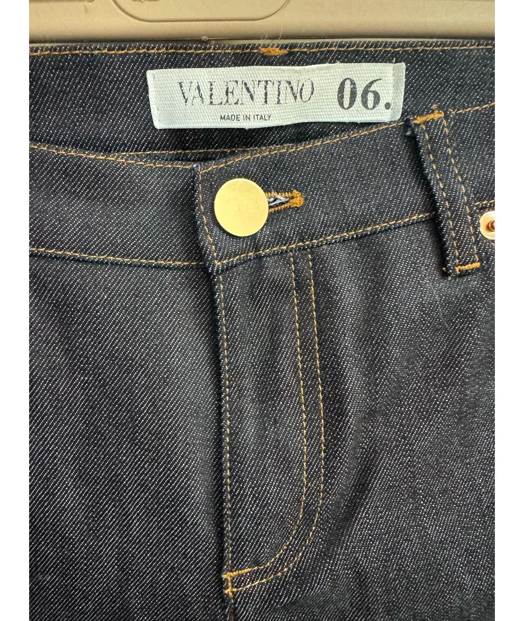 VALENTINO Темно-синие хлопко-эластановые прямые джинсы, фото 2