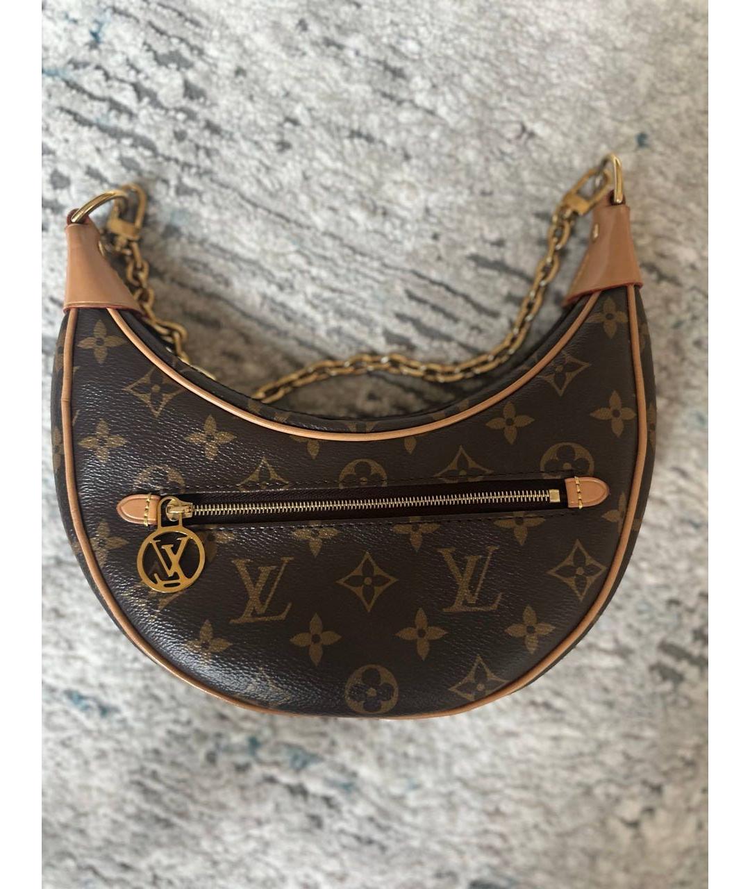 LOUIS VUITTON Коричневая кожаная сумка через плечо, фото 9