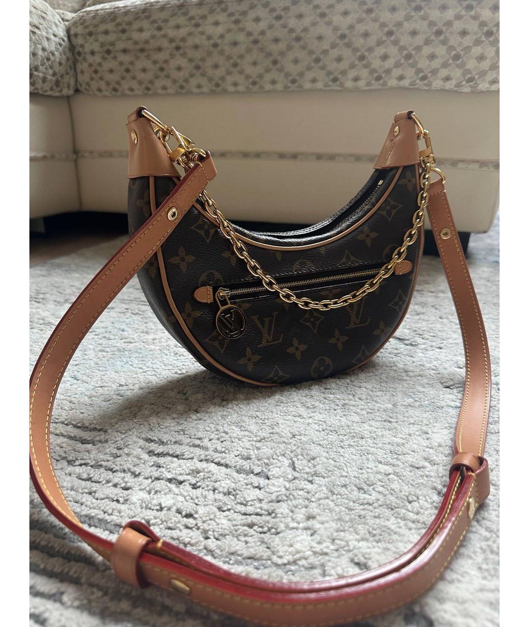 LOUIS VUITTON Коричневая кожаная сумка через плечо, фото 3