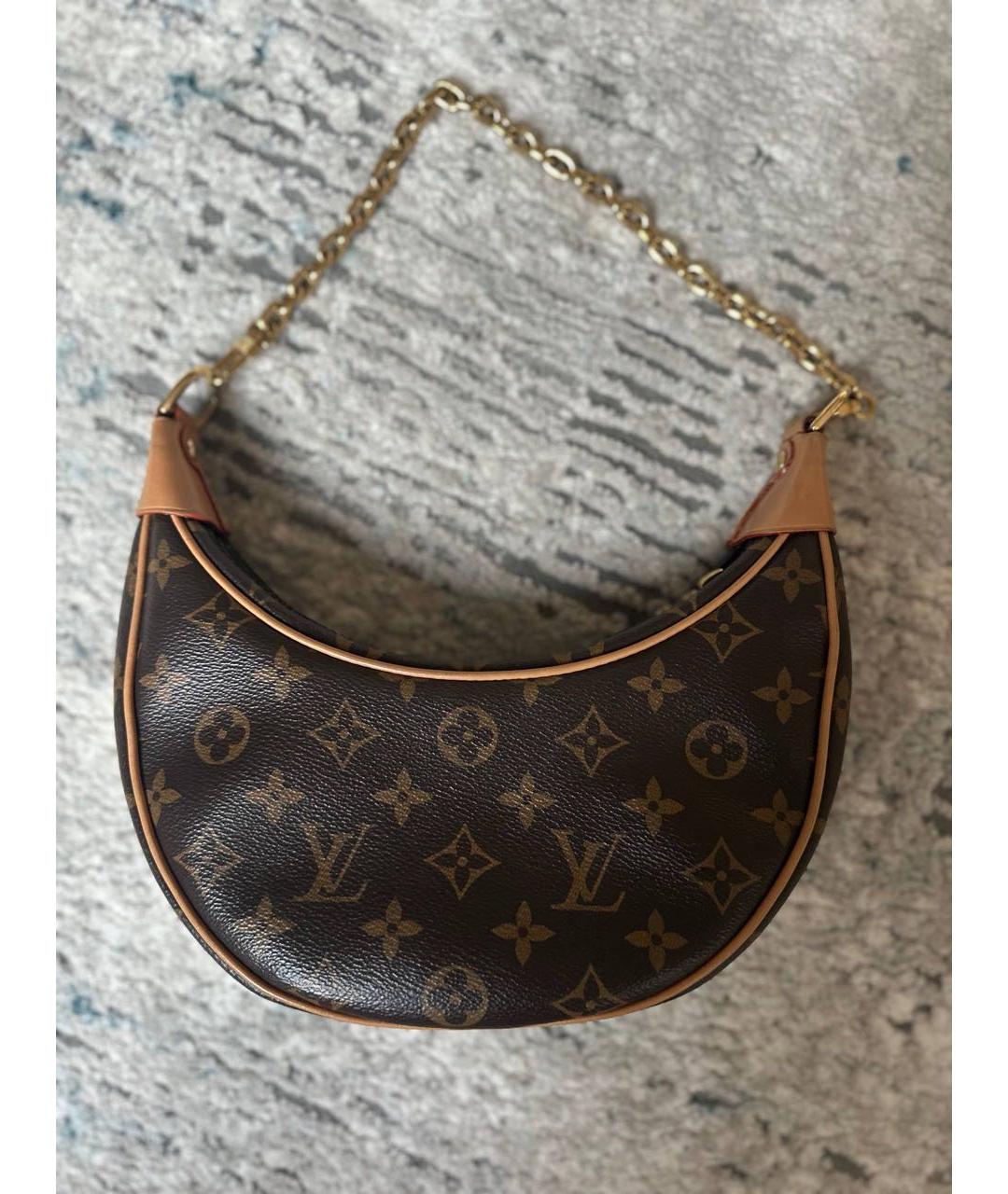 LOUIS VUITTON Коричневая кожаная сумка через плечо, фото 8
