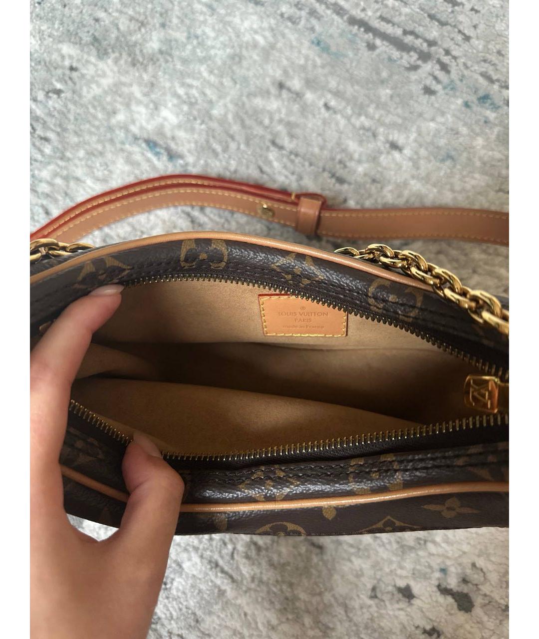LOUIS VUITTON Коричневая кожаная сумка через плечо, фото 4