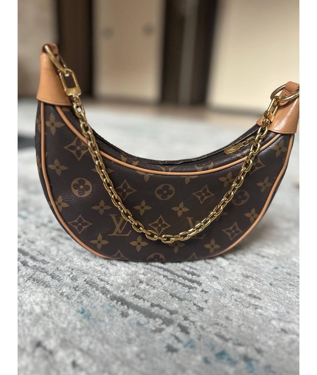 LOUIS VUITTON Коричневая кожаная сумка через плечо, фото 2