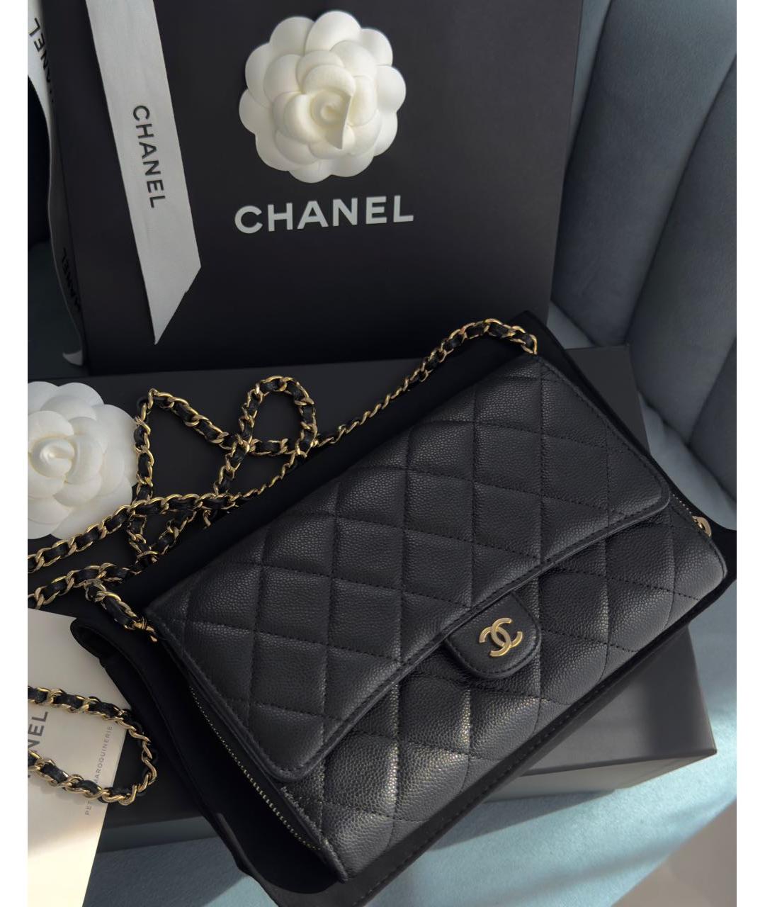 CHANEL Черная кожаная сумка через плечо, фото 4