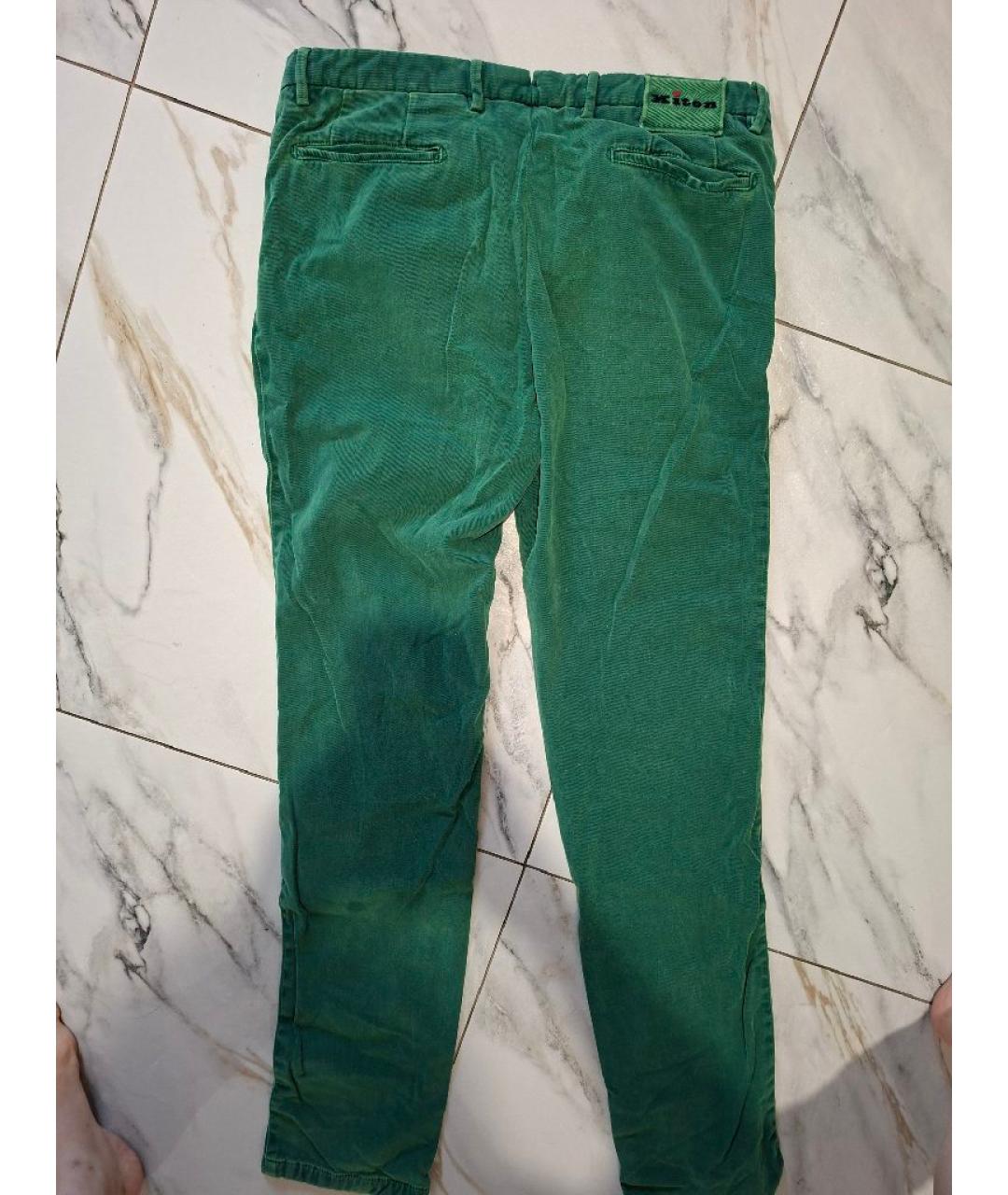 KITON Зеленые хлопковые повседневные брюки, фото 2