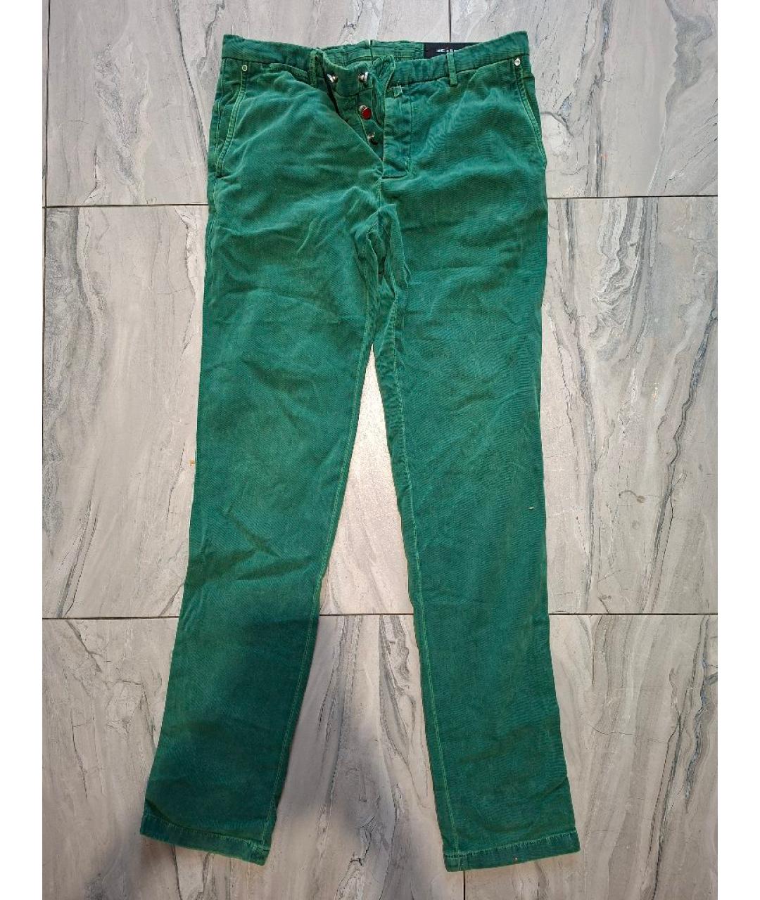 KITON Зеленые хлопковые повседневные брюки, фото 5