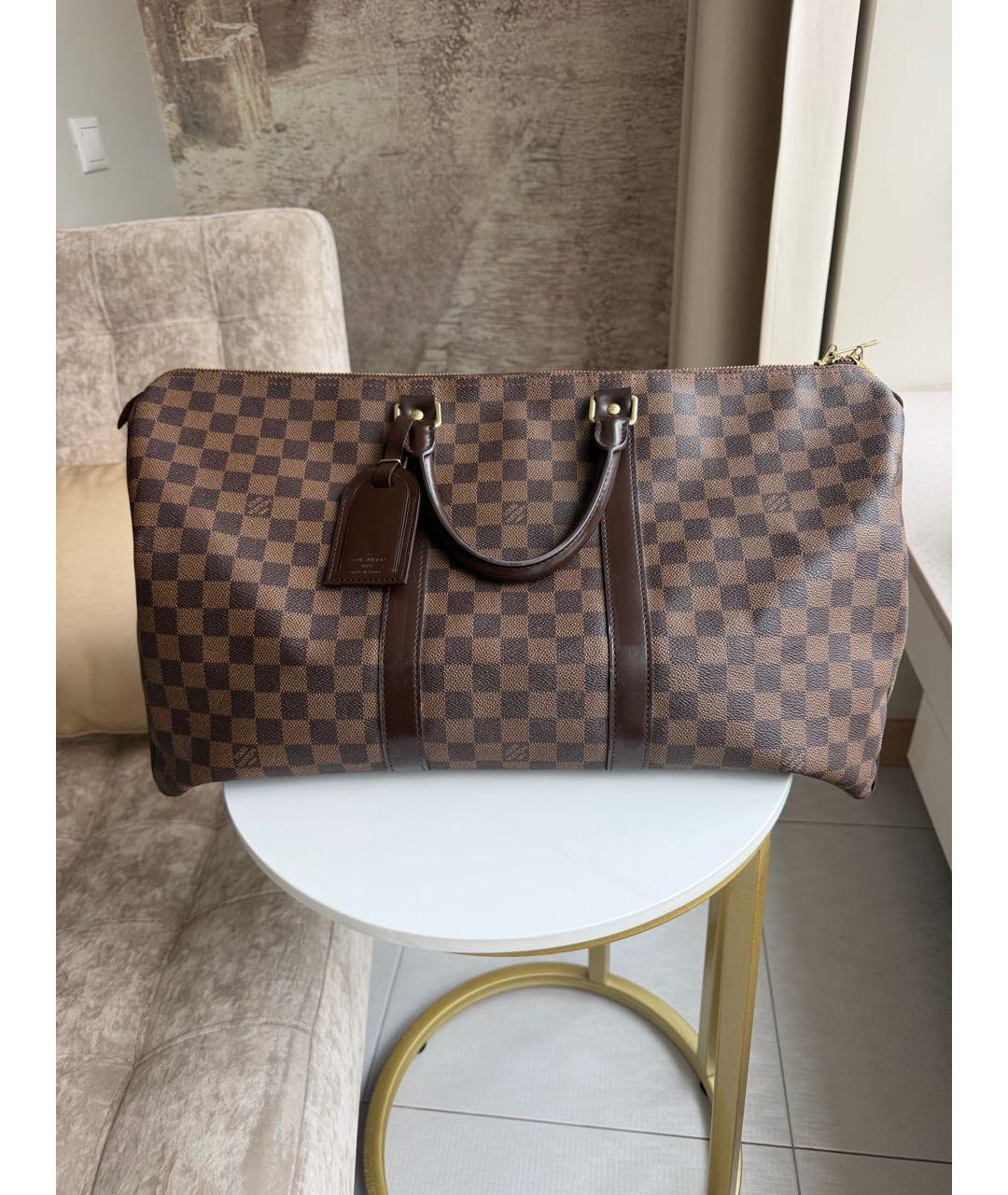LOUIS VUITTON Коричневая дорожная/спортивная сумка из канвы, фото 6
