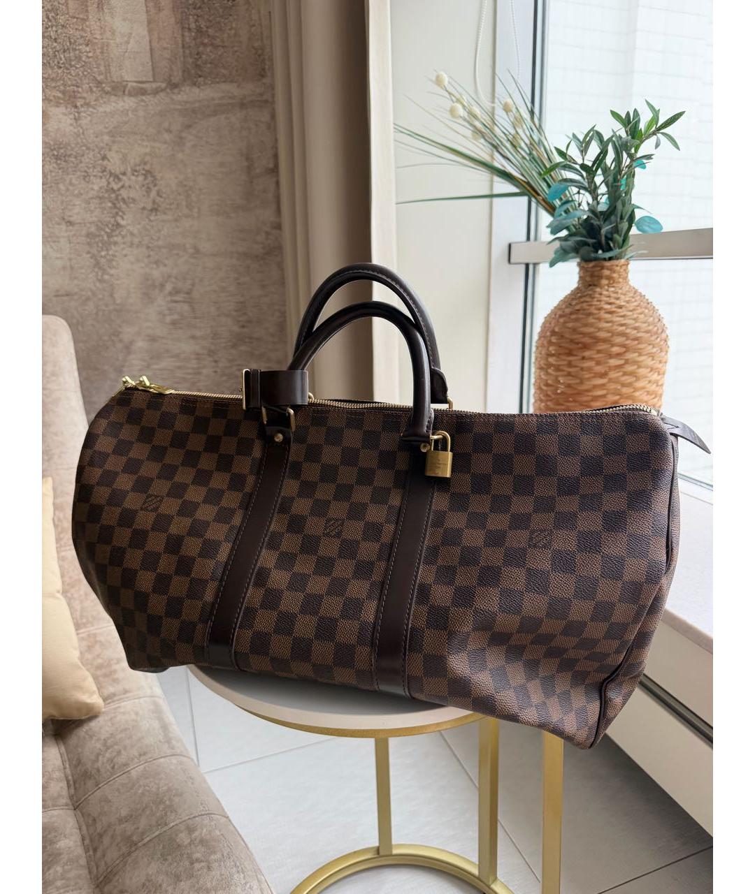LOUIS VUITTON Коричневая дорожная/спортивная сумка из канвы, фото 2