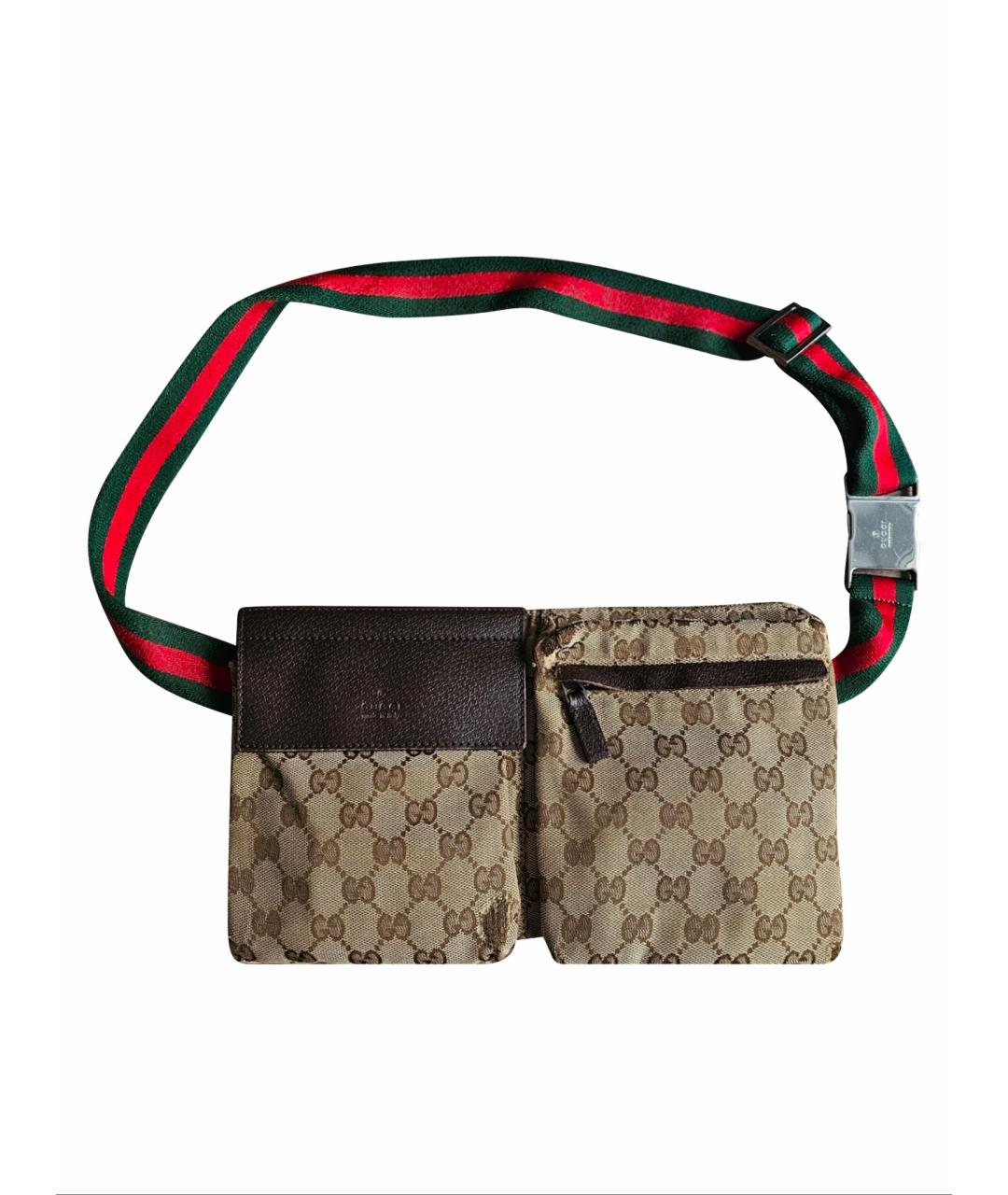 GUCCI Бежевая тканевая поясная сумка, фото 1