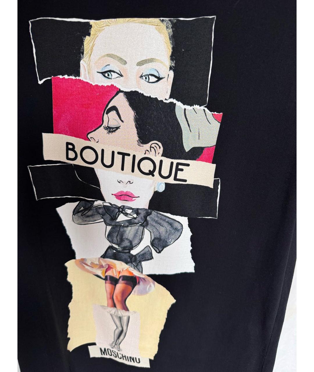 BOUTIQUE MOSCHINO Черная хлопковая футболка, фото 3