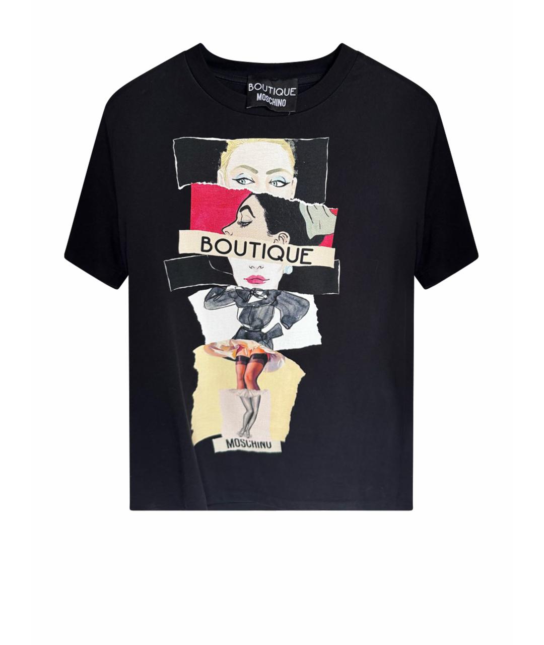 BOUTIQUE MOSCHINO Черная хлопковая футболка, фото 1