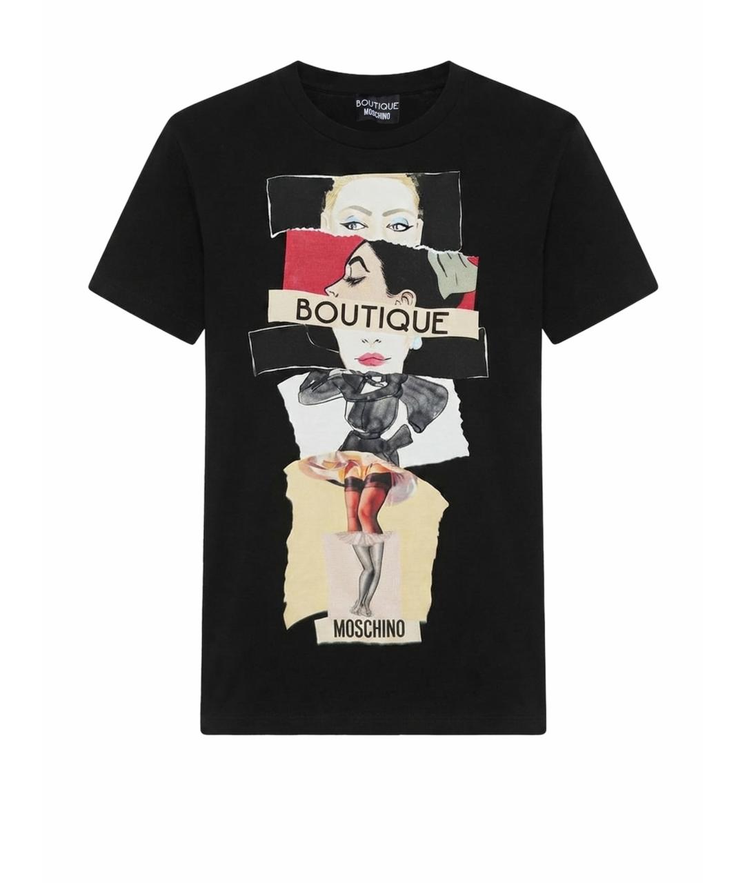 BOUTIQUE MOSCHINO Черная хлопковая футболка, фото 5