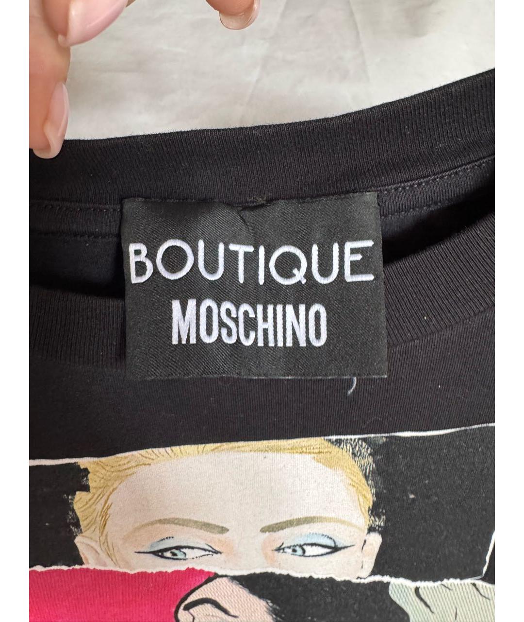 BOUTIQUE MOSCHINO Черная хлопковая футболка, фото 4