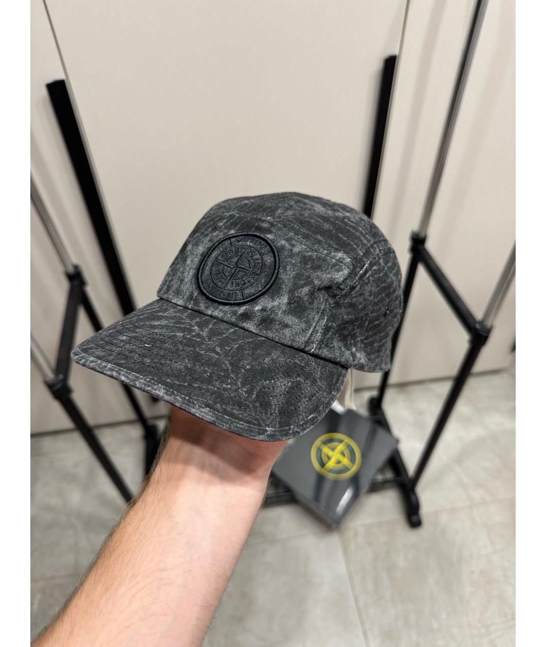 STONE ISLAND Антрацитовая хлопковая кепка/бейсболка, фото 4
