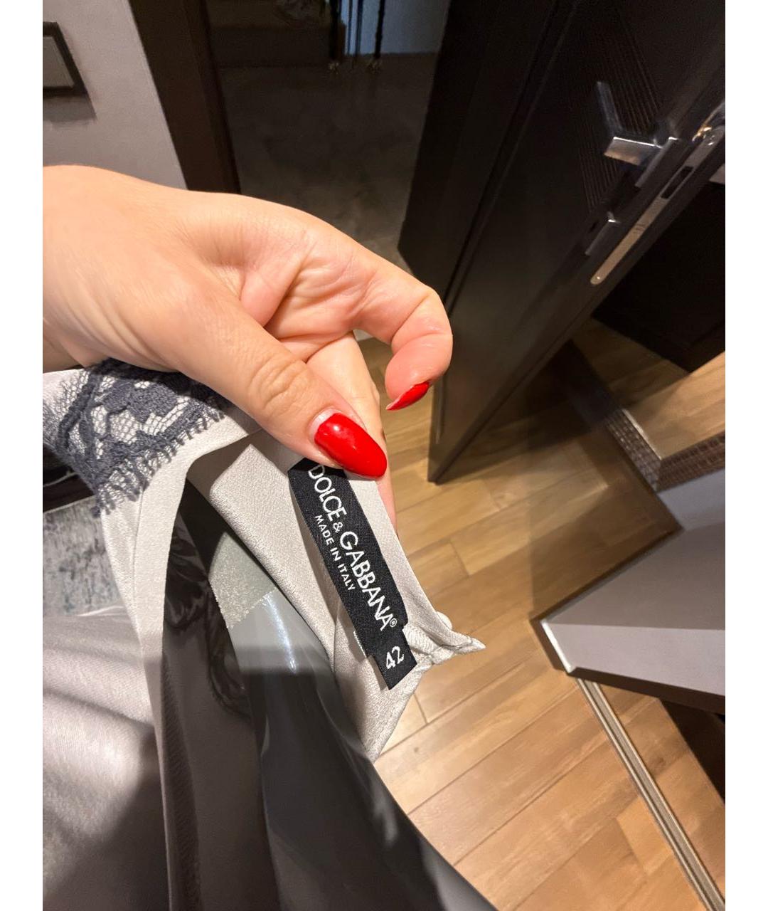 DOLCE&GABBANA Серая шелковая майка, фото 4
