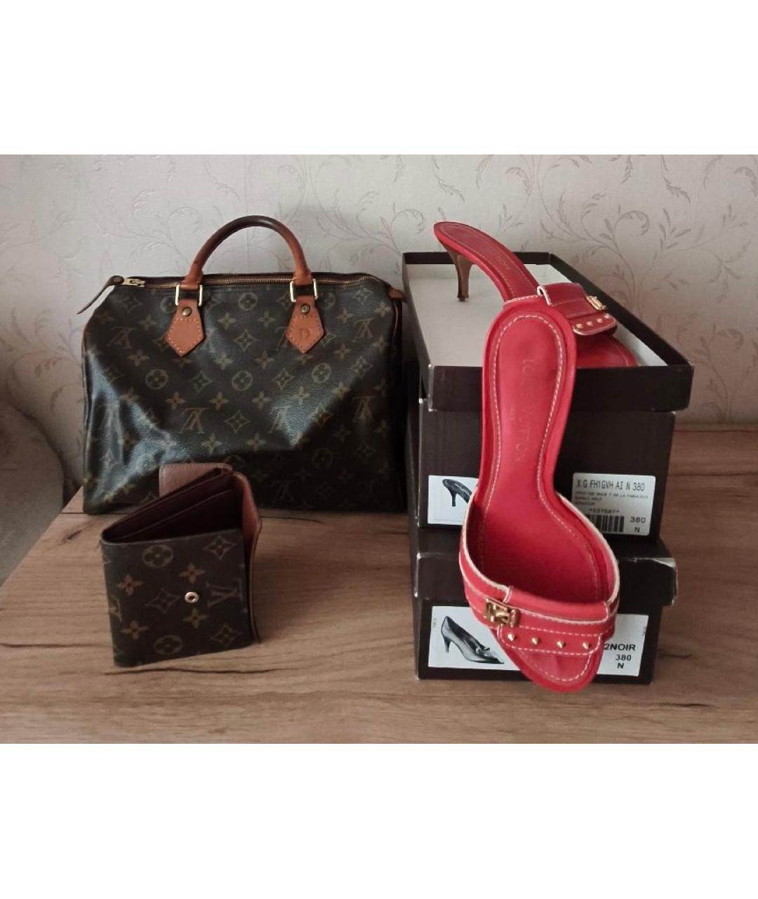 LOUIS VUITTON Коралловые кожаные мюли, фото 5