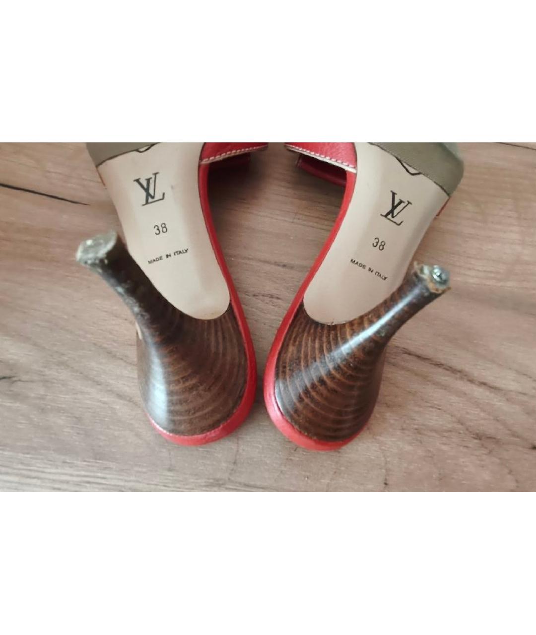 LOUIS VUITTON Коралловые кожаные мюли, фото 4