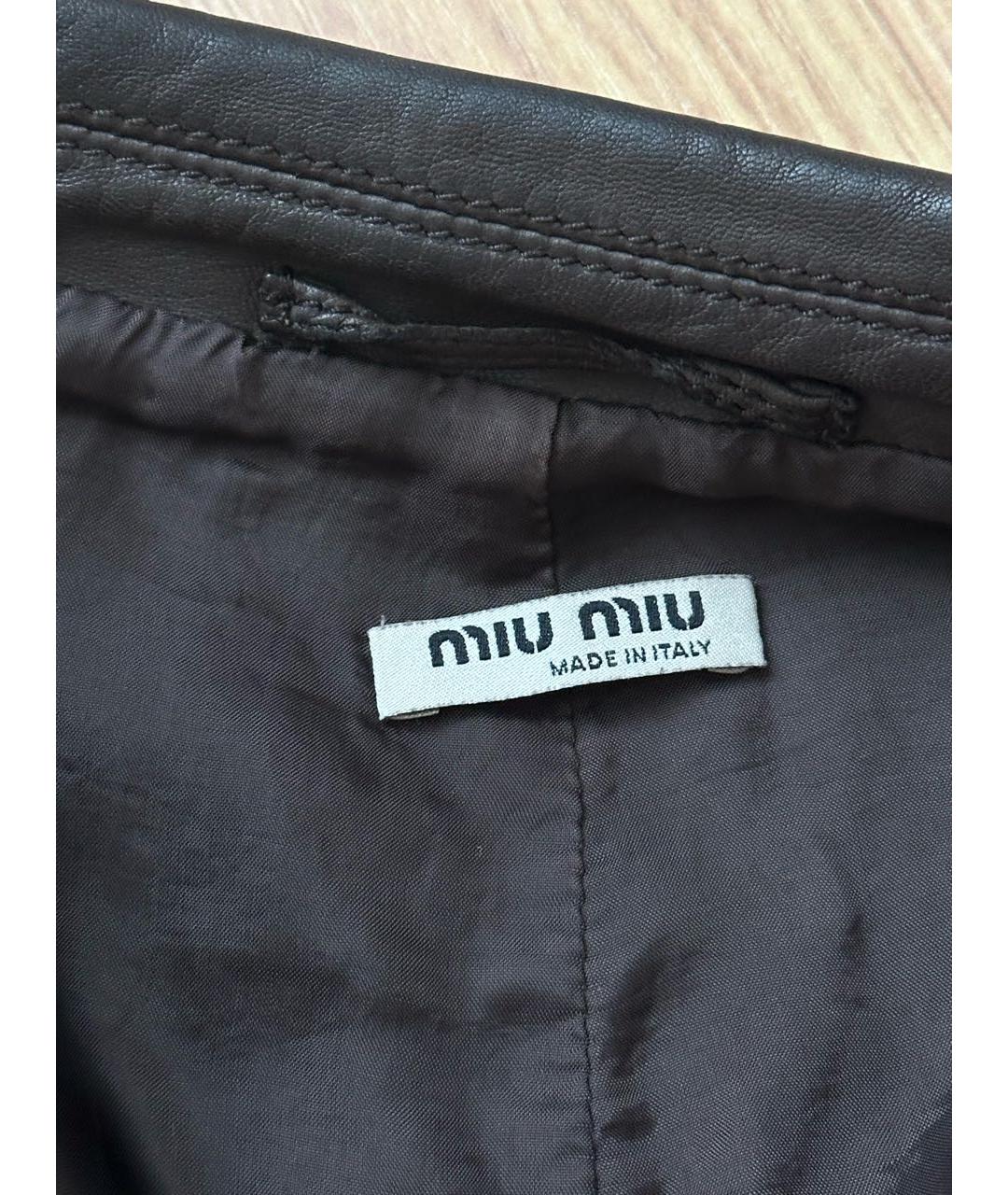 MIU MIU Коричневый кожаный жакет/пиджак, фото 4