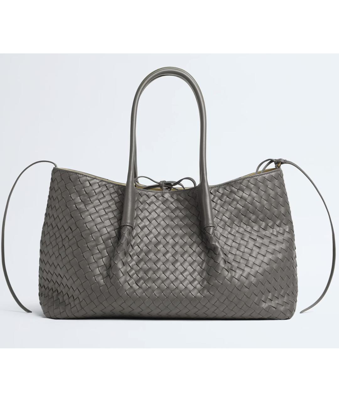 BOTTEGA VENETA Серая кожаная сумка тоут, фото 4