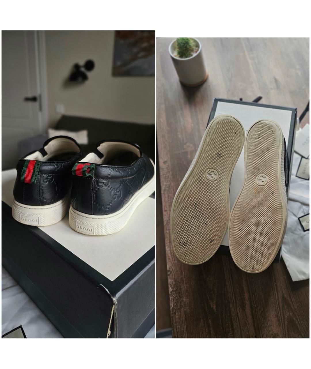 GUCCI Черные кожаные слипоны, фото 4