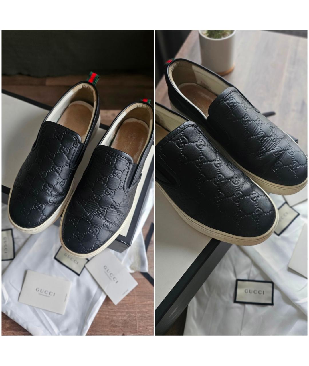 GUCCI Черные кожаные слипоны, фото 3