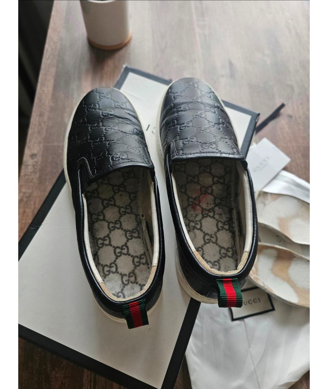 GUCCI Черные кожаные слипоны, фото 6