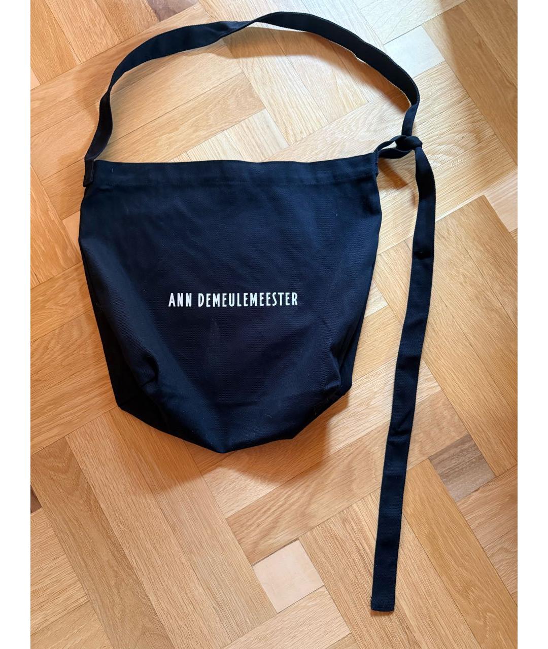 ANN DEMEULEMEESTER Черная хлопковая сумка на плечо, фото 4