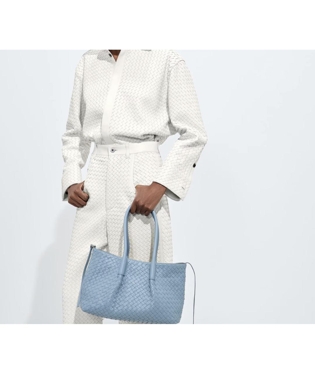 BOTTEGA VENETA Голубая кожаная сумка тоут, фото 2