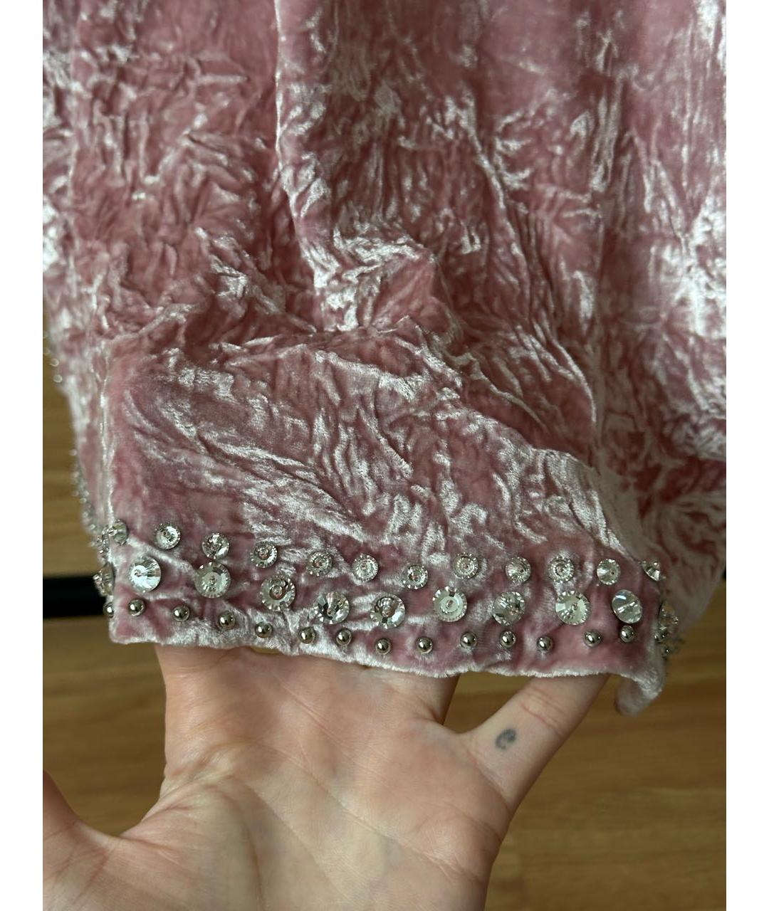 MIU MIU Розовое бархатное коктейльное платье, фото 4