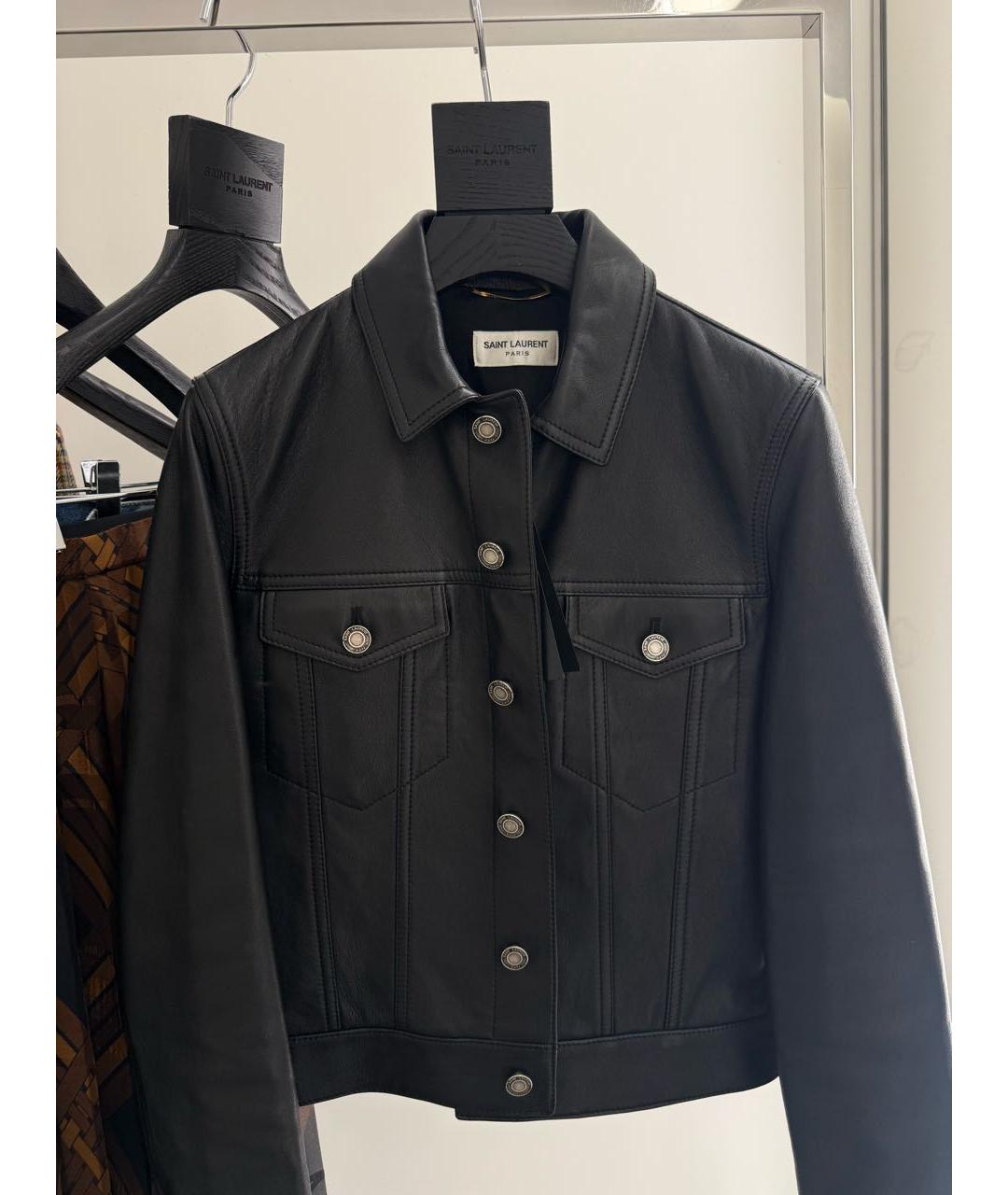 SAINT LAURENT Черная кожаная куртка, фото 2