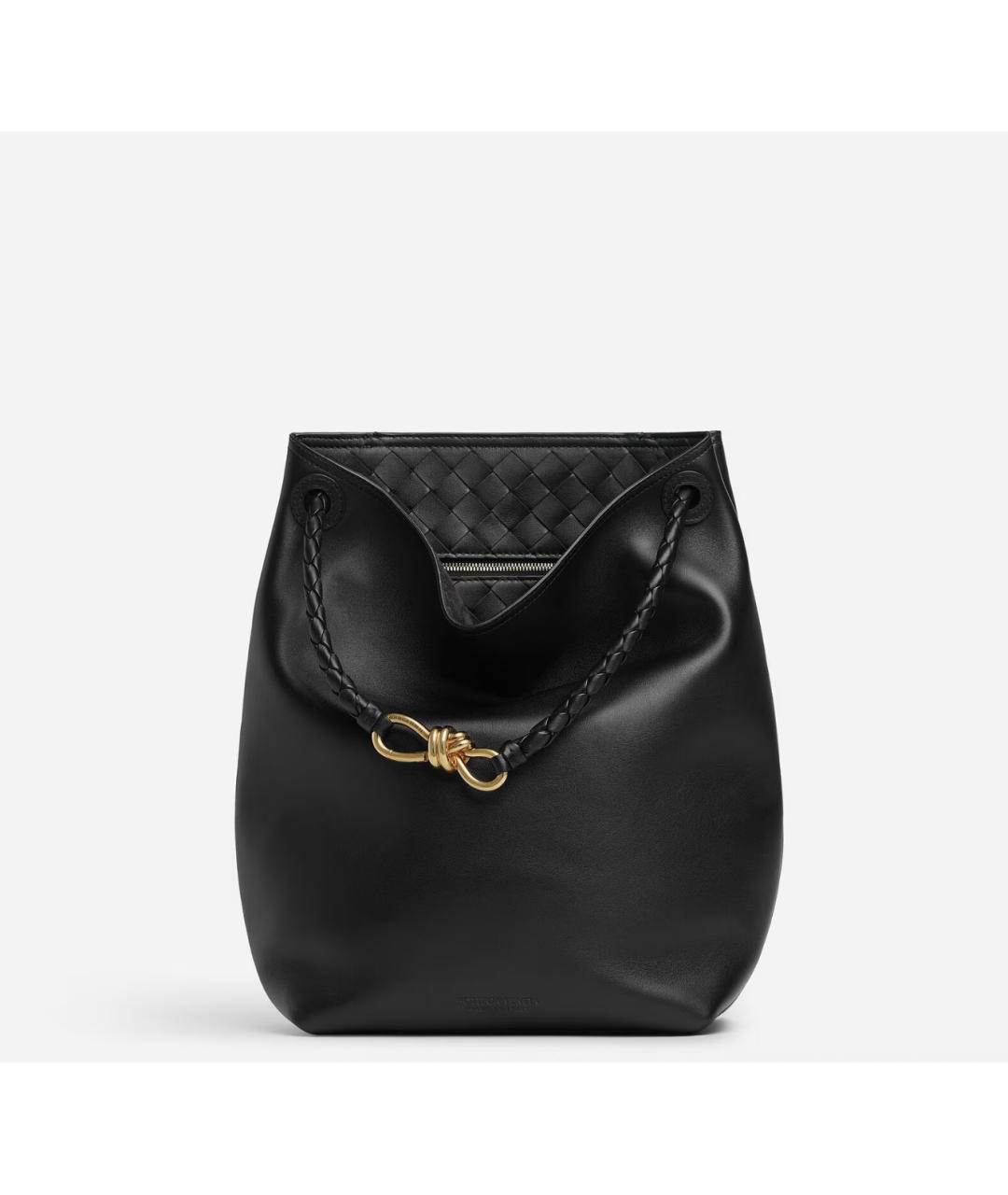 BOTTEGA VENETA Черная кожаная сумка через плечо, фото 4