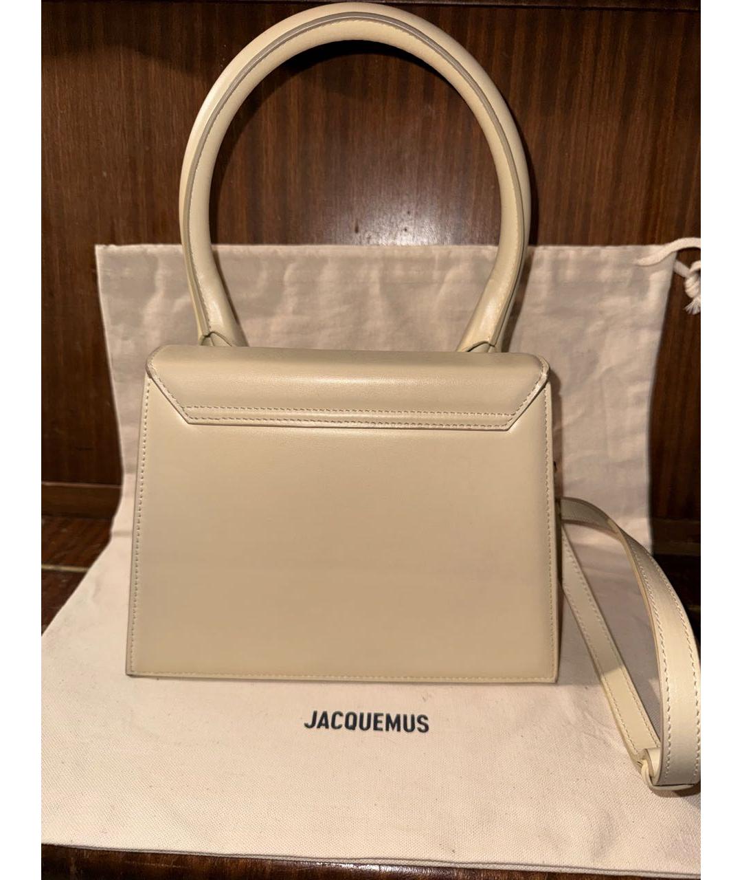 JACQUEMUS Бежевая кожаная сумка через плечо, фото 3