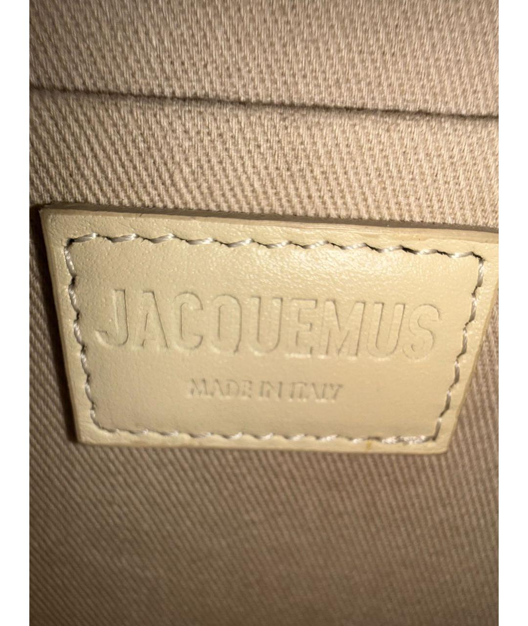 JACQUEMUS Бежевая кожаная сумка через плечо, фото 7
