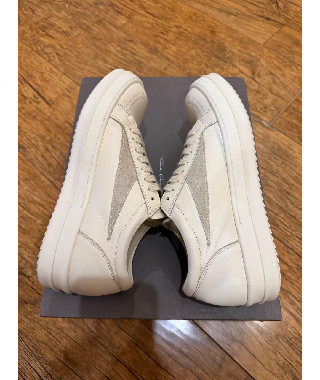 RICK OWENS Белые кожаные кеды, фото 3