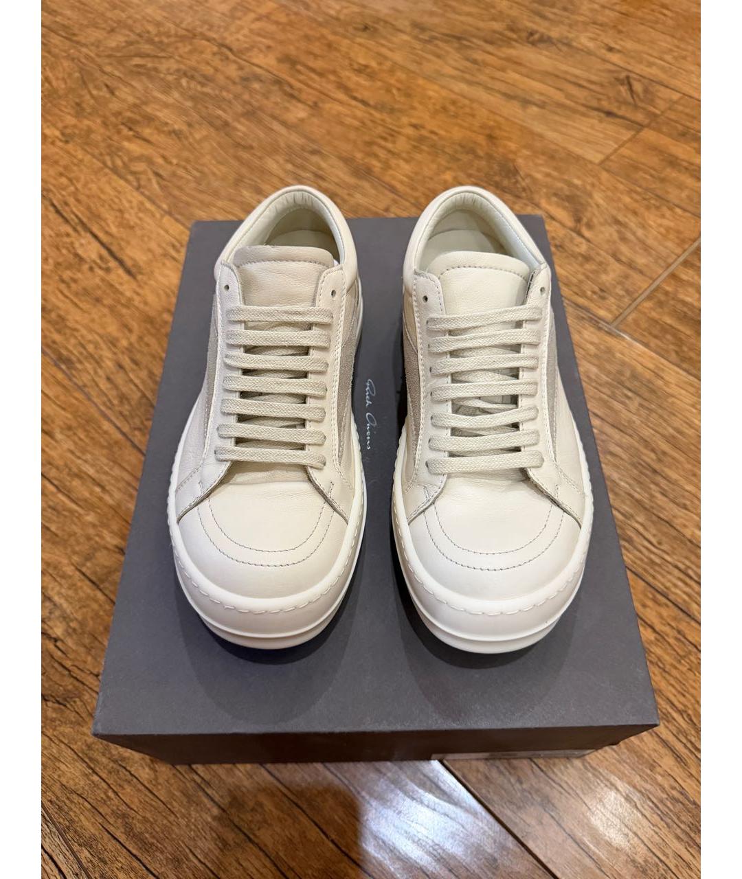RICK OWENS Белые кожаные кеды, фото 2