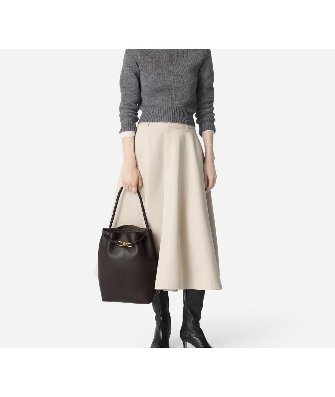 BOTTEGA VENETA Коричневая кожаная сумка через плечо, фото 2