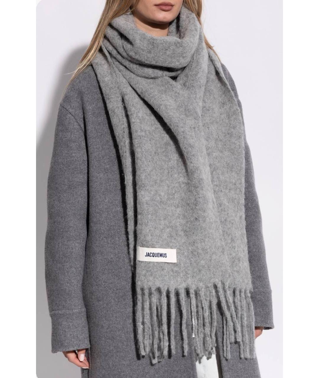 JACQUEMUS Серый шарф, фото 5