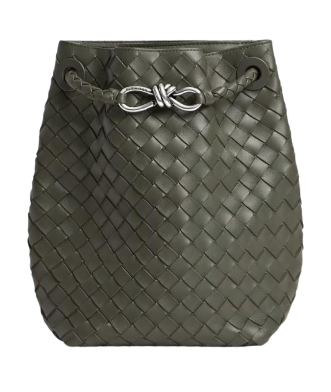 BOTTEGA VENETA Хаки кожаная сумка через плечо, фото 1