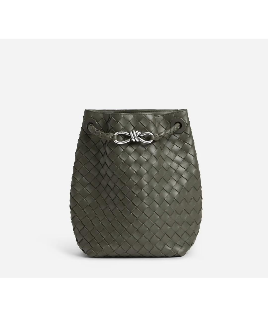 BOTTEGA VENETA Хаки кожаная сумка через плечо, фото 4