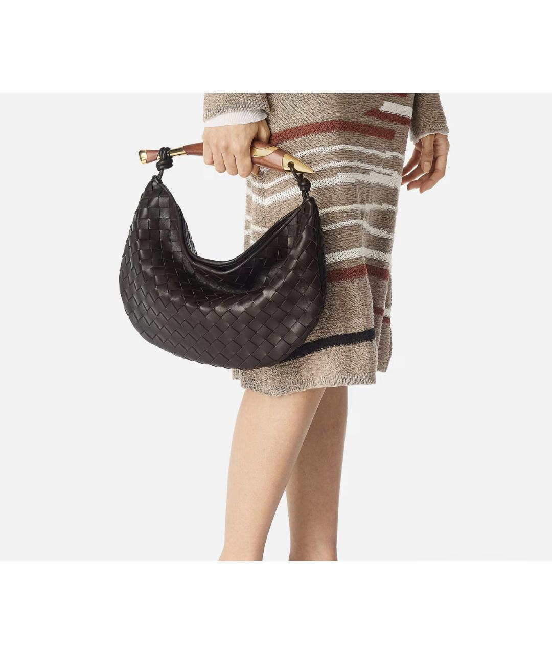 BOTTEGA VENETA Коричневая кожаная сумка с короткими ручками, фото 2