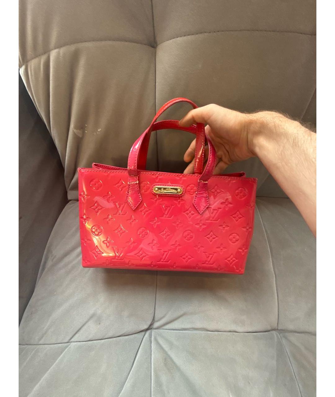 LOUIS VUITTON Розовая сумка с короткими ручками из искусственной кожи, фото 7