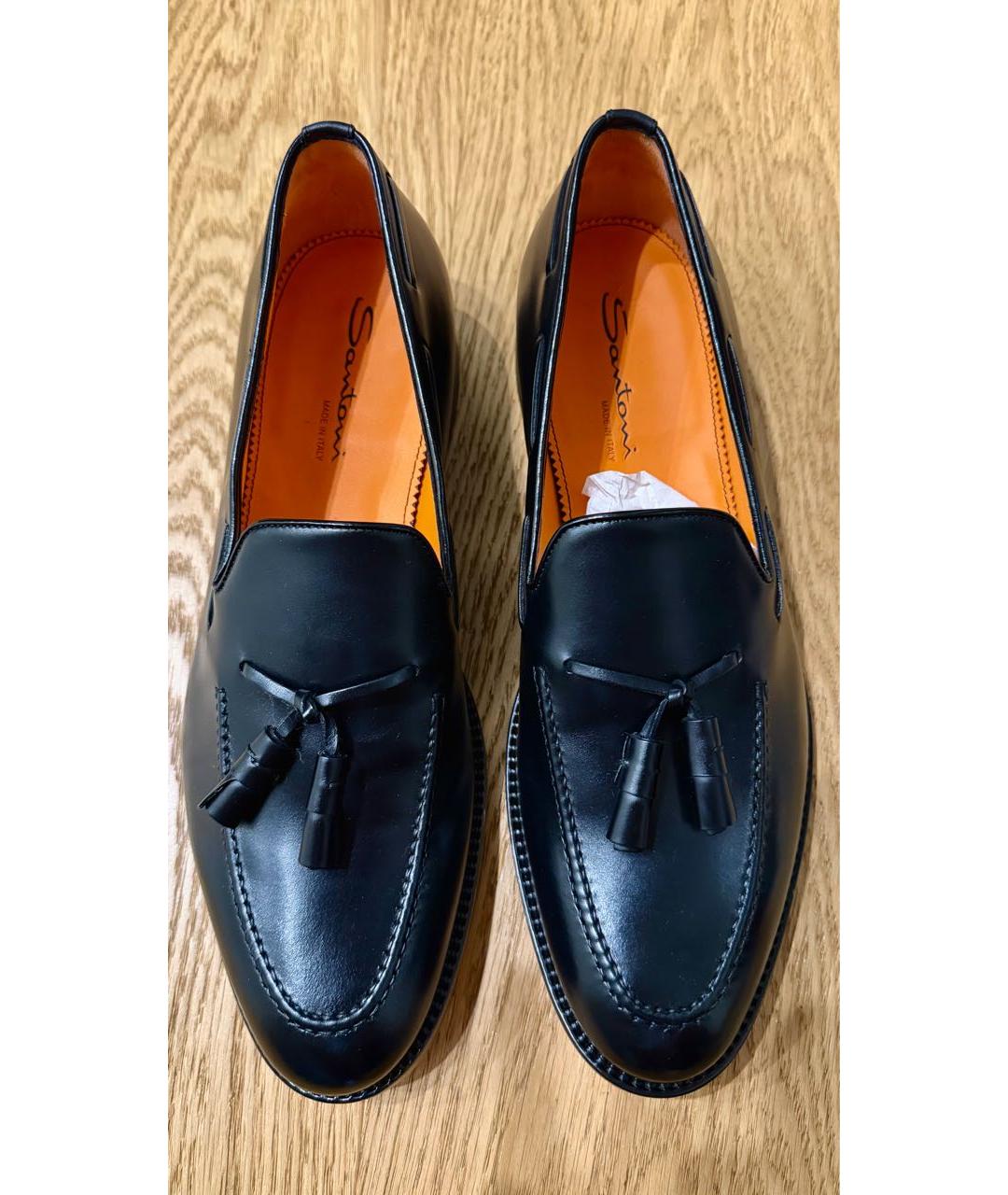 SANTONI Черные кожаные лоферы, фото 6